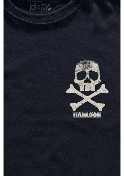 Unisex Lacivert T-Shirt Captain Harlock Anime Retro Uzay Korsanı Baskılı Tişört Tshirt fiyatları