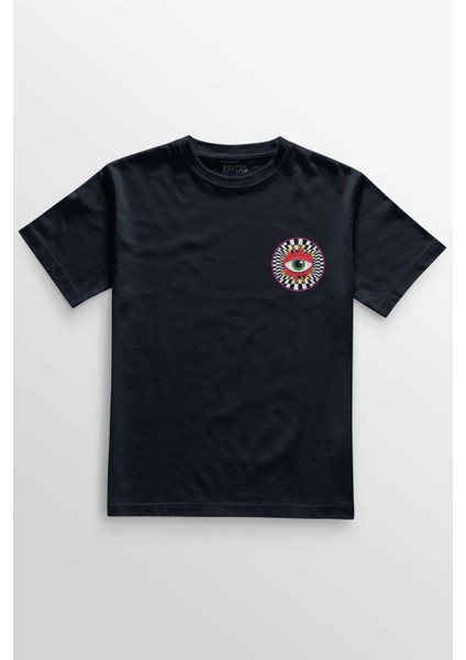 Unisex Lacivert T-Shirt Can't Sleep Urban Street Sokak Wear Minimal Ön Baskılı Tişört