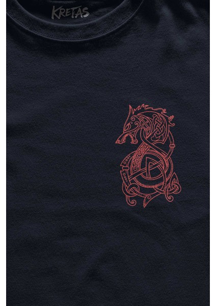 Lacivert Tişört Viking Fenrir Wolf Vikings Kurt Kafa Street Urban Baskılı Unisex T-Shirt fiyatları