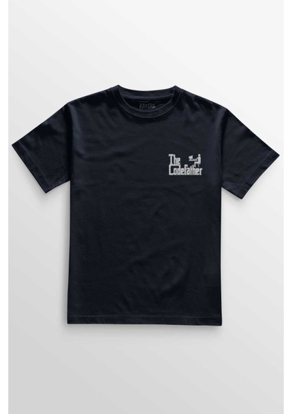 Lacivert Tişört The Codefather Godfather Bilgisayar Code Korsan Hacker Yazılımcı Baskılı Unisex T-Shirt