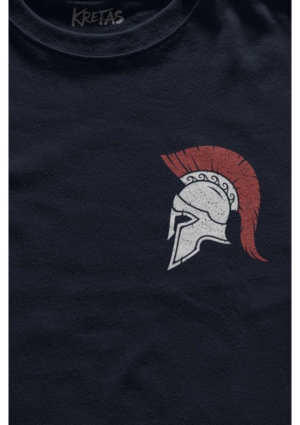 Lacivert Tişört Helmet Kask Spartan Samuray Savaşçı Kılıç Baskılı Unisex T-Shirt fiyatları
