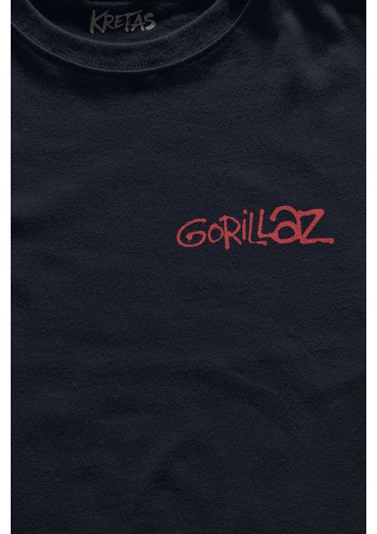 Lacivert Tişört Gorillaz 2d Rock Band Blur Damon Albarn Feel Good Baskılı Unisex T-Shirt fiyatları