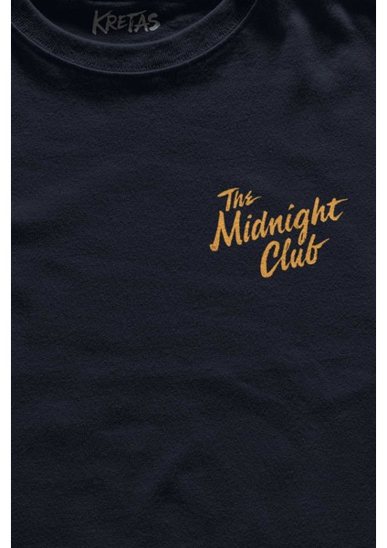 Unisex Lacivert T-Shirt The Midnight Club Logo Dizi Minimal Ön Baskılı Tişört fiyatları