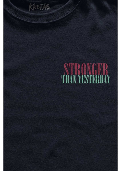 Lacivert Tişört Stronger Than Yesterday Dünden Daha Güçlü Dog Gym Baskılı Unisex T-Shirt fiyatları