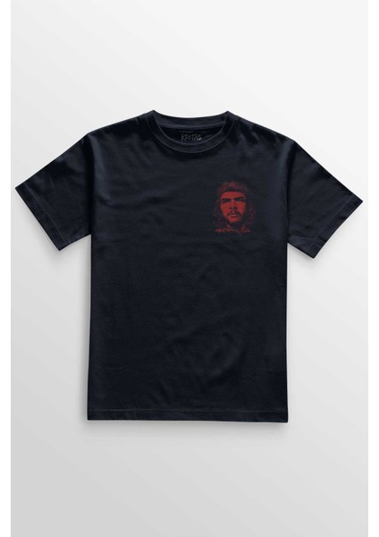 Lacivert Tişört Ernosto Che Guevara Red Star Kırımızı Yıldız Baskılı Unisex T-Shirt