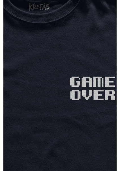 Unisex Lacivert T-Shirt Game Over Atari Retro Pixel Oyun Minimal Ön Baskılı Tişört fiyatları