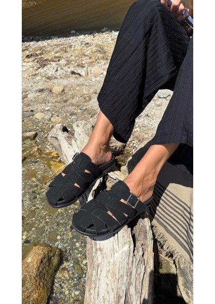 Siyah Süet Sepet Model Tokalı Düz Kadın Terlik fiyatları