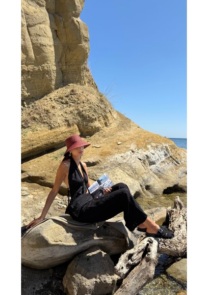 Siyah Süet Sepet Model Tokalı Düz Kadın Terlik modelleri