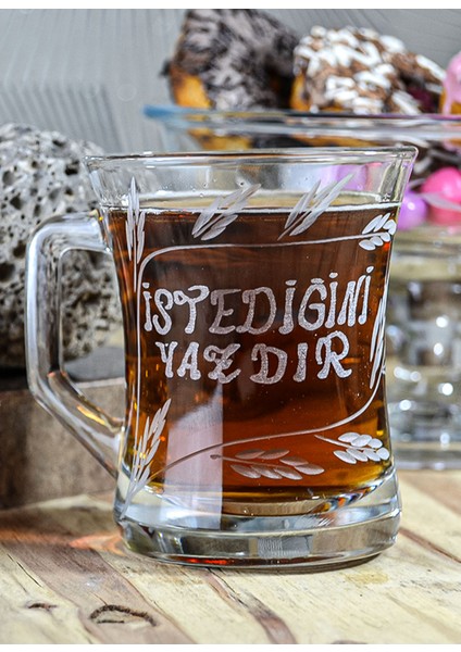 Kişiye Özel Isimli Kulplu Cam Kupa Bardak 225CC fiyatları