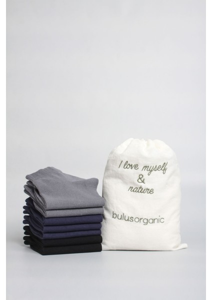 7'li Siyah, Lacivert, Gri Organik Penye Pamuk Erkek Patik Çorap