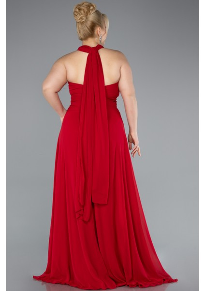 Yırtmaçlı Uzun Şifon Büyük Beden Mezuniyet Elbisesi ABU4951 fiyatları