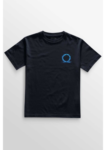 Unisex Lacivert T-Shirt God Of War Ragnarok Oyun Gamer Minimal Ön Baskılı Tişört