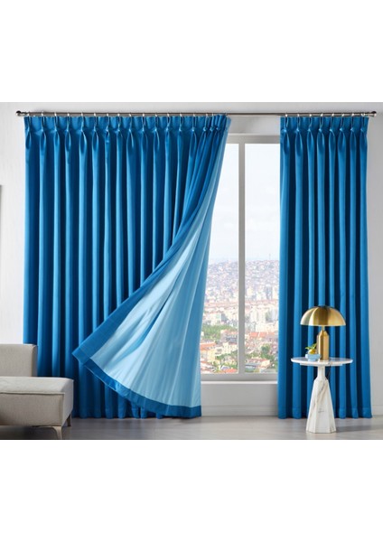 Dauble Blackout Karartma Perde Tek Kanat 1x2 Amerikan Pileli Fon Perde