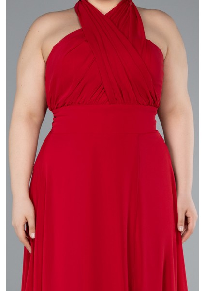 Yırtmaçlı Uzun Şifon Büyük Beden Mezuniyet Elbisesi ABU4951 modelleri