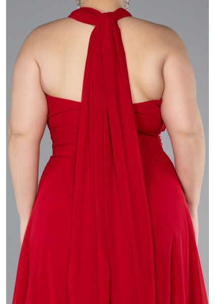 Yırtmaçlı Uzun Şifon Büyük Beden Mezuniyet Elbisesi ABU4951 fırsatları