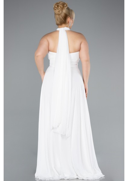 Yırtmaçlı Uzun Şifon Büyük Beden Mezuniyet Elbisesi ABU4951 fiyatları