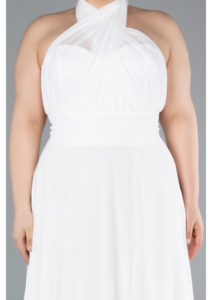 Yırtmaçlı Uzun Şifon Büyük Beden Mezuniyet Elbisesi ABU4951 modelleri