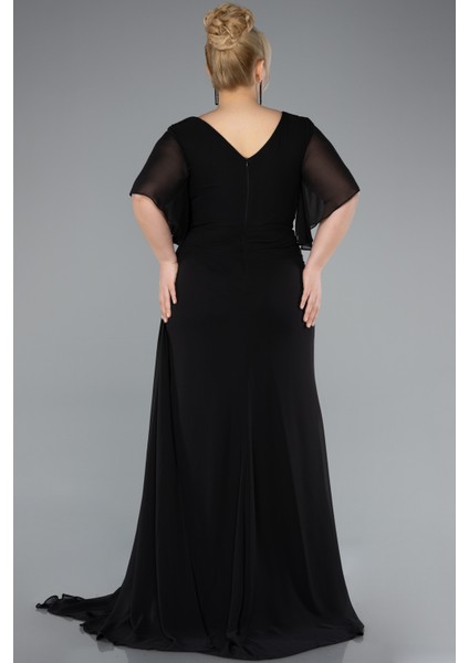 Kısa Kol Bacak Dekolteli Uzun Şifon Büyük Beden Abiye ABU4911 fiyatları