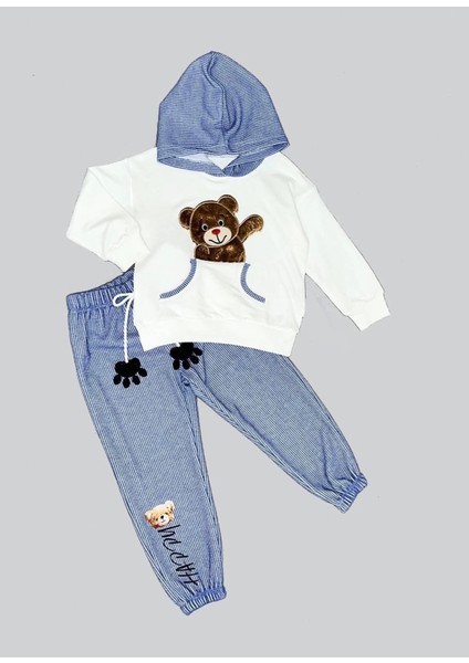 Sevimli Ayı Desenli Kapşonlu Sweat Takımı modelleri