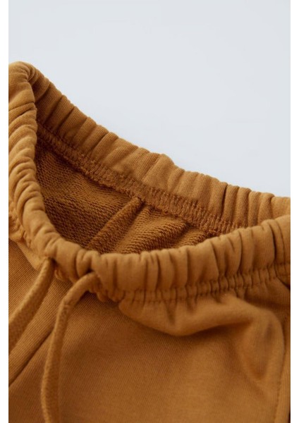 Unisex Çocuk Pamuklu Hardal "ny" Nakışlı Sweatshirt Eşofman Alt-Üst Takım - Rahat Kalıp modelleri