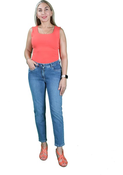 Kadın Orta Mavi Mom Jeans