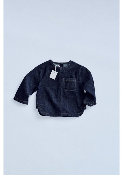 Kız Çocuk Pamuklu Lacivert Denim Bol Paça Takım - Cepli Üst fiyatları