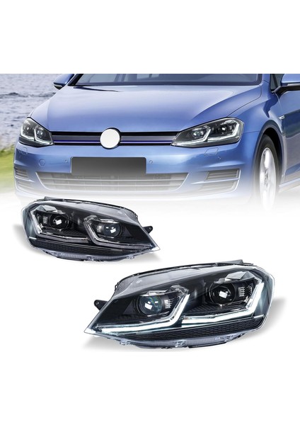 Vw Golf 7 2015-7.5 Dizayn Kayar Sinyalli Krom J Ön Far