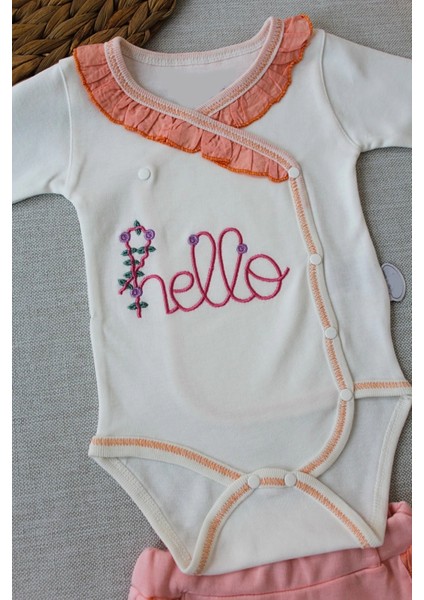 Şık Nakışlı Bandanalı Bebek Takımı