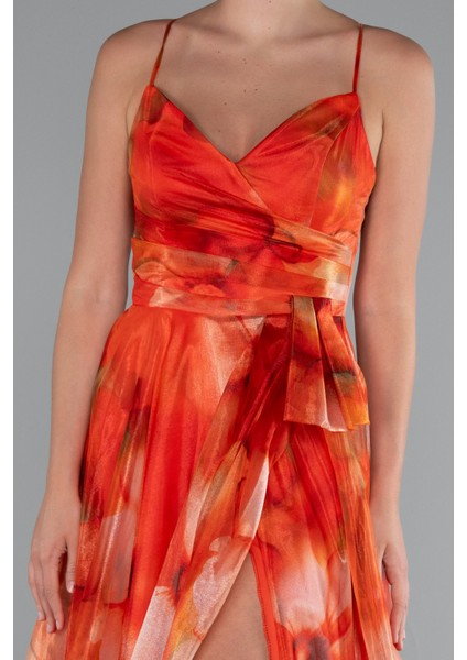 Bacak Dekolteli Uzun Empirme Mezuniyet Elbisesi ABU5053 modelleri