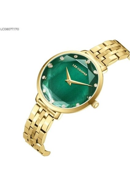 LC08077.170 Kadın Kol Saati – Altın Çelik Kasa, Zümrüt Yeşili Kadran, Taşlı Şık Tasarım modelleri