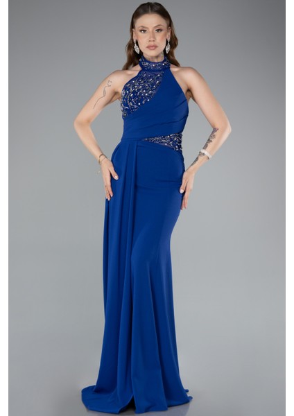 Taşlı Halter Yaka Kuyruklu Uzun Balık Abiye ABU4979 fiyatları