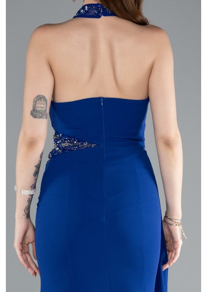 Taşlı Halter Yaka Kuyruklu Uzun Balık Abiye ABU4979 indirimleri