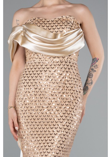 Straplez Kuyruklu Uzun Boncuklu Balık Abiye ABU4986 modelleri