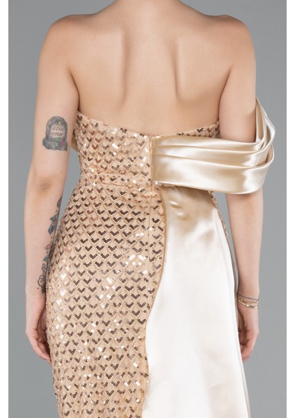 Straplez Kuyruklu Uzun Boncuklu Balık Abiye ABU4986 fırsatları