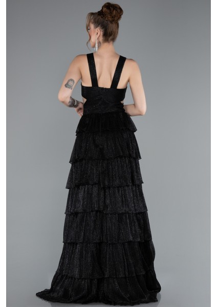 Yırtmaçlı Etekleri Katlı Uzun Mezuniyet Elbisesi ABU5000 fiyatları