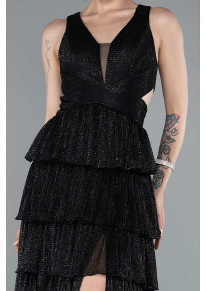 Yırtmaçlı Etekleri Katlı Uzun Mezuniyet Elbisesi ABU5000 modelleri