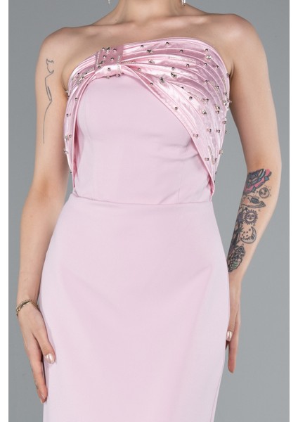 Taşlı Straplez Yaka Uzun Balık Abiye Elbise ABU4988 modelleri