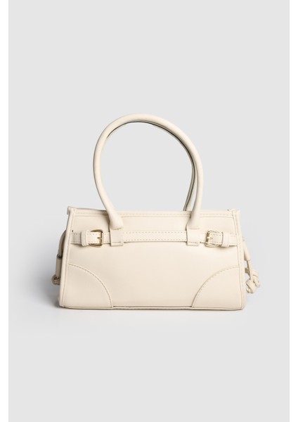 Kadın Aura Soft Deri El ve Çapraz Askılı Çanta Krem