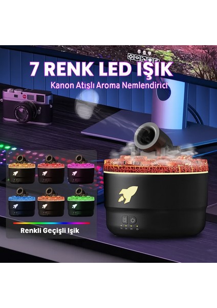Roket Tasarımlı Renkli LED Buhar Makinesi – Ortamda Fark Yaratan Nemlendirici modelleri