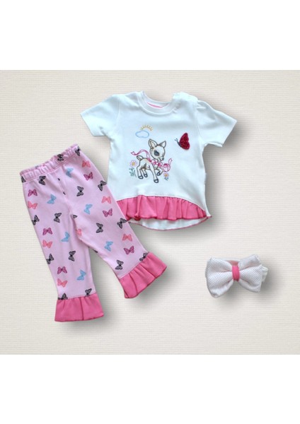 Rahat ve Şık Bandanalı Kısa Kollu Bebek Takımı