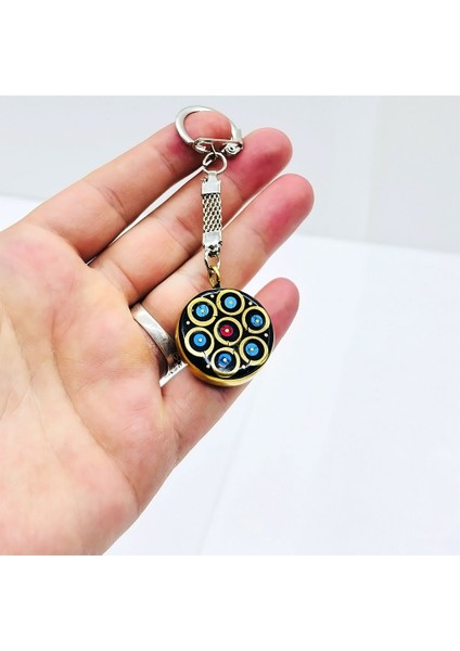 Mavi Firuze Usta Işçilikli Orijinal Oltu Taşı Anahtarlık fiyatları