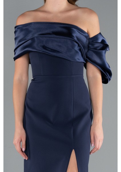 Bacak Dekolteli Uzun Büyük Beden Abiye Elbise ABU5047 modelleri