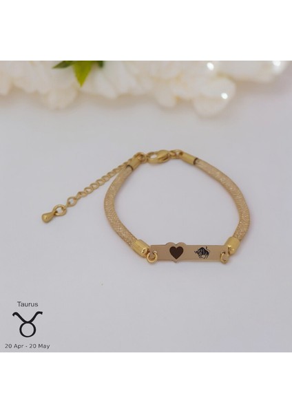 14 Ayar Altın Plakalı Boğa Burçlarına Özel Kalp Figürlü Hasır Kordonlu Hediye BILEKLIK-414BURÇ fiyatları