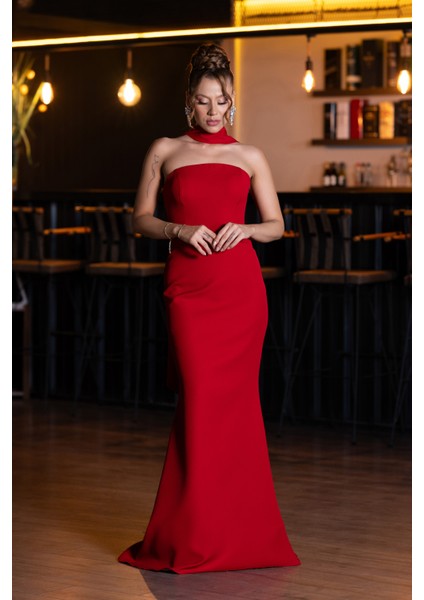 Straplez Şal Aksesuarlı Uzun Balık Abiye ABU5097 fiyatları