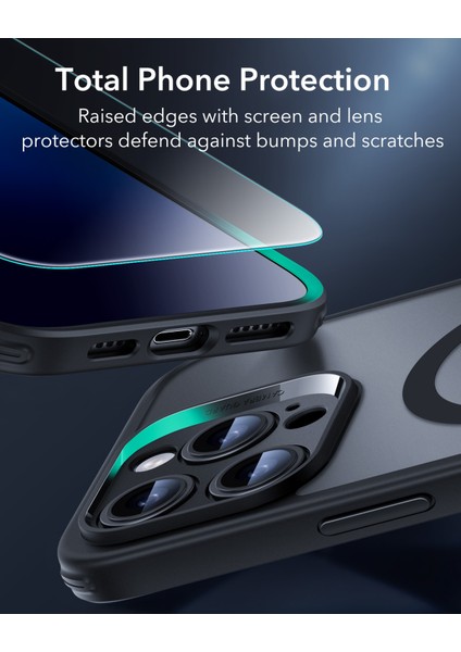 Iphone 15 Pro Max Halolock Magsafe Hybrid Silikon Kılıf Buzlu Siyah + Ekran Koruyucu Set fiyatları