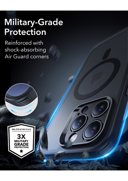 Iphone 15 Pro Max Halolock Magsafe Hybrid Silikon Kılıf Buzlu Siyah + Ekran Koruyucu Set