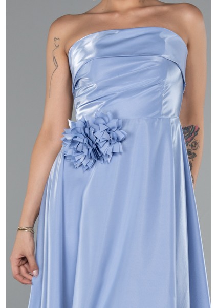 Straplez Midi Saten Davet Elbisesi ABK2363 modelleri