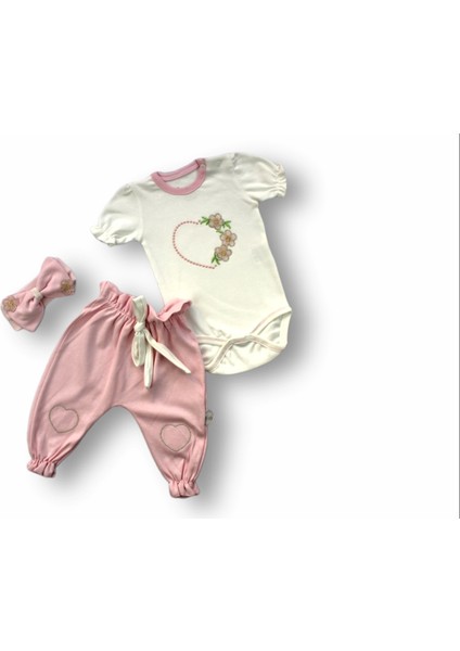 Zarif Nakış Detaylı Kısa Kollu Bebek Takımı modelleri