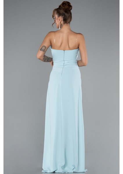 Straplez Bacak Dekolteli Uzun Şifon Abiye ABU5108 fiyatları