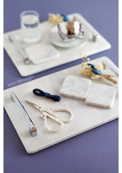 Söz / Nişan Seti No.4 - Nişan Tepsisi + Damat Kahvesi Tepsisi + Aksesuarlar - Nergis Gümüş Kulp modelleri